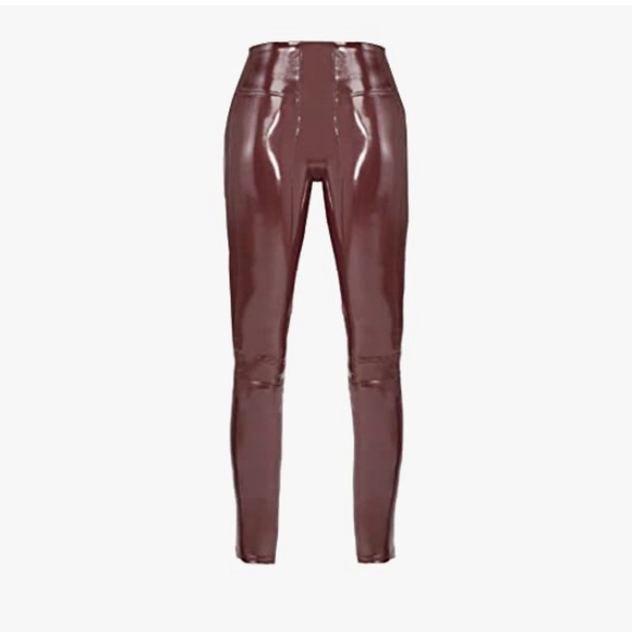 SPANX Pants - Spanx Faux Patent Leather Leggings Ruby Color Size Medium